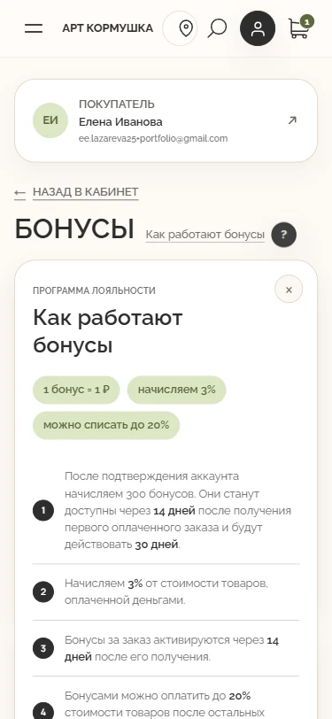 Условия бонусной программы — Mobile