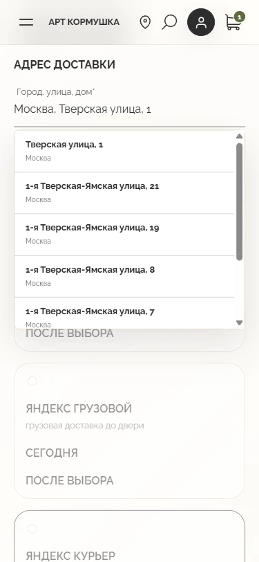 Ввод адреса с подсказками геокодера — Mobile